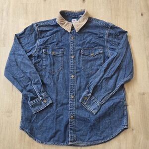 Levi's Relaxed Fit Denim Shirt Corduroy Collar Men's Size L